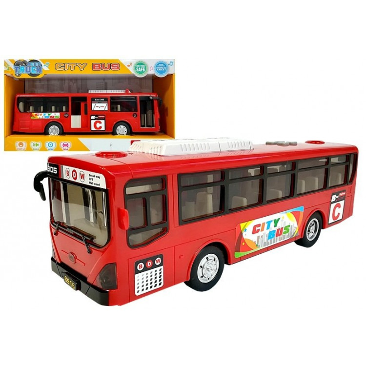 Autobus + zvuk, svetlá, pohon - červený